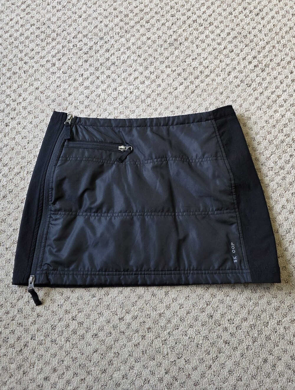 Black Insulated Mini Skirt with Side Zip Pocket